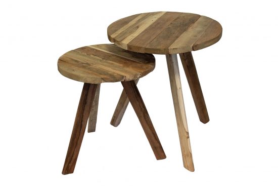 Set de 2 mesas auxiliares madera reciclada
