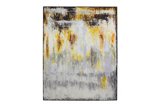 Cuadro abstracto en amarillo y grises 120x4x160cm