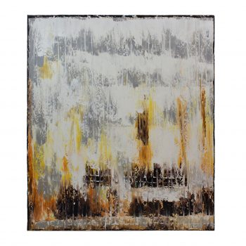 Cuadro abstracto en gris con amarillos 100x4x120cm