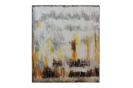 Cuadro abstracto en gris con amarillos 100x4x120cm
