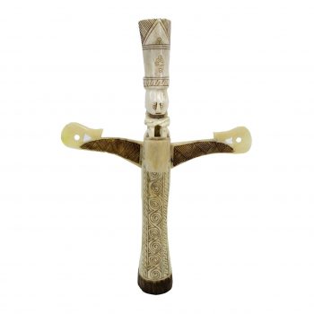 Figura primitivo hueso tallado blanco - Empuñadura de espada 20x7x35cm