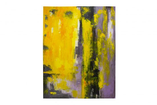 Cuadro abstracto amarillo y morado 120x4x160cm