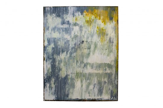 Cuadro abstracto azules con amarillo 120x4x160cm