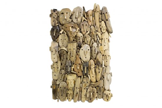 Panel figuras ceremonia tribal de madera de río 90x8x60cm