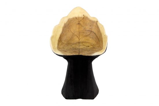 Silla madera suar con forma de hoja negro mate y natural 39X35X94cm