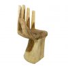 Silla madera suar natural con forma de mano 39X35X94cm
